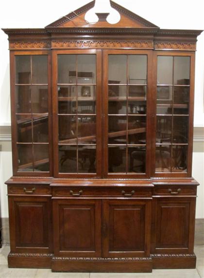 Appraisal: Chippendale-style mahogany secretary breakfront bookcase th century