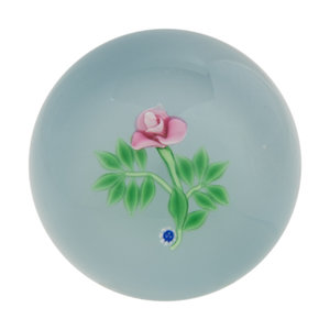 Appraisal: A Francis Whittemore Pink Flower on White Ground Glass Paperweight