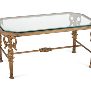 Appraisal: A Brass and Glass Low Table th Century Height x