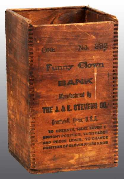 Appraisal: Wood Clown on Globe Mechanical Bank Original Box Description Box