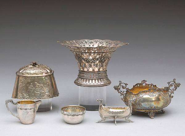 Appraisal: A group of continental silver table articles and flatware Comprising