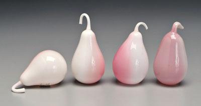 Appraisal: Four Libbey peachblow pears all free-blown glass with pink blush