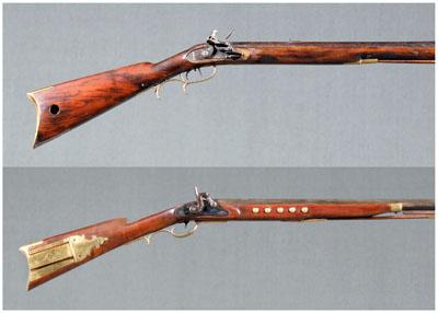 Appraisal: Two rifles reproduction mountain percussion muzzle loader in barrel brass