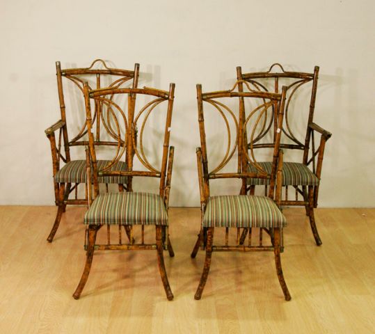 Appraisal: A set of four bamboo chairs circa including two armchairs