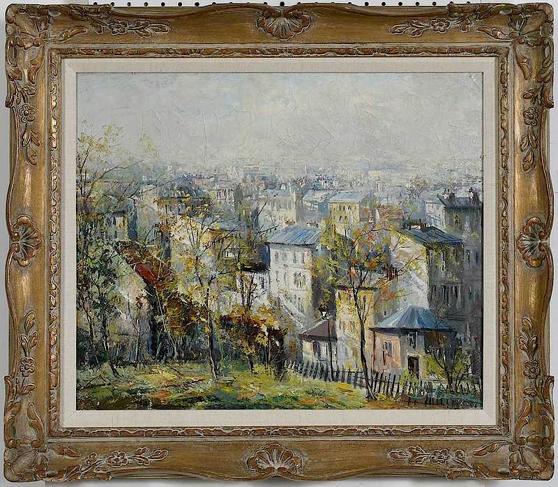 Appraisal: Lucien Delarue French - Paris Roofs signed lower right Delarue