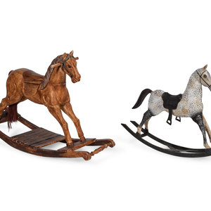 Appraisal: A Paint Decorated Rocking Horse and a Carved Rocking Horse