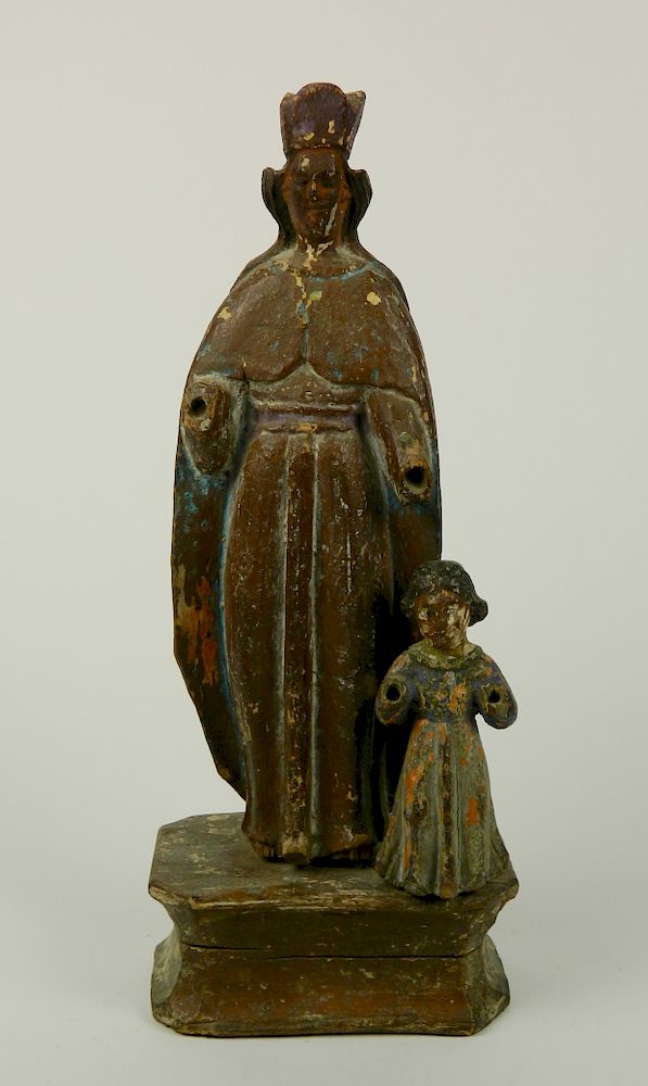 Appraisal: th c Madonna and Child wood carving th c Madonna