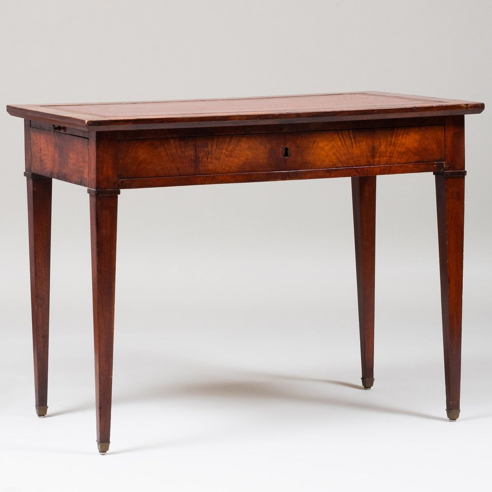 Appraisal: Neoclassical French Mahogany and Leather Desk Fitted with one drawer