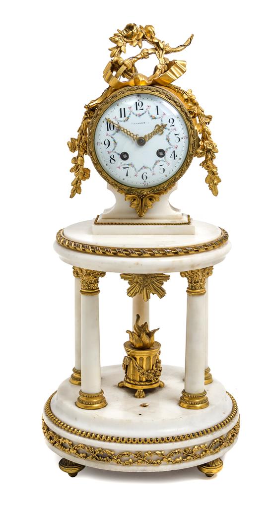 Appraisal: Sale Lot A French Gilt Bronze and Marble Mantel Clock