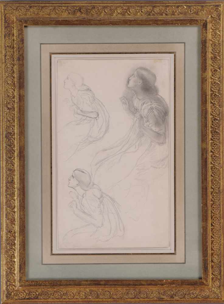 Appraisal: ATTRIBUTED TO EDWARD BURNE-JONES CHARACTER STUDY Pencil on paper affixed