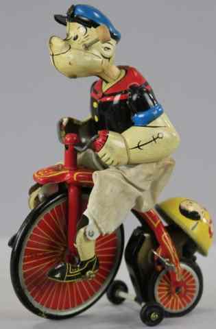 Appraisal: POPEYE ON TRICYCLE Linemar Japan tin depiction of Popeye on