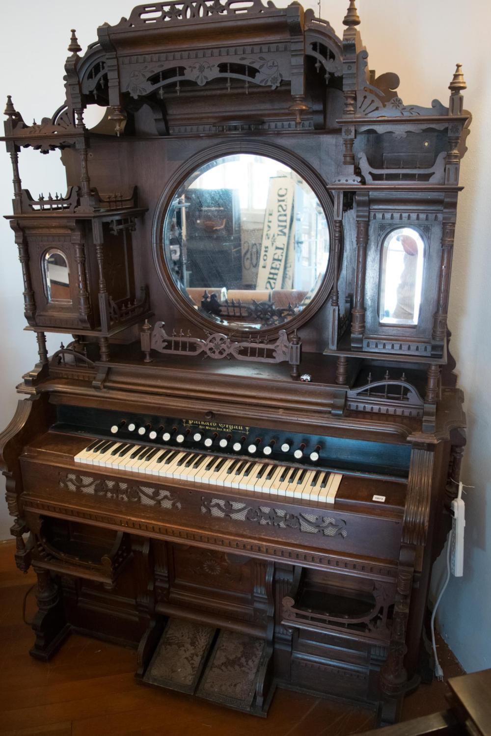 Appraisal: VICTORIAN WALNUT PARLOR PUMP ORGAN Packard Organ Co Fort Wayne