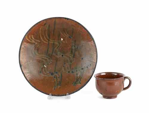 Appraisal: Two pieces of Pennsylvania redware th c to include a