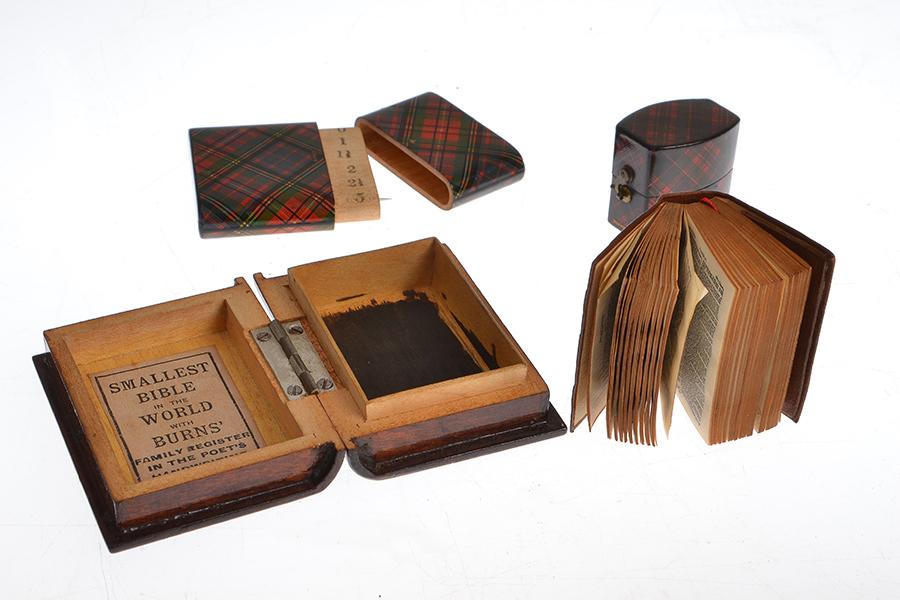 Appraisal: A GROUP OF THREE NOVELTY TARTAN WARE ITEMS including a