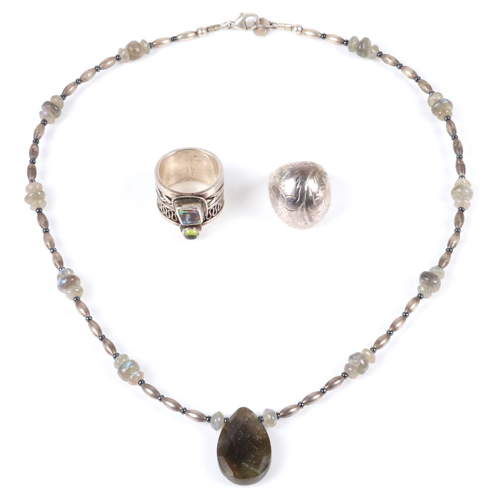 Appraisal: STERLING AND STONE PC GROUP MER NECKLACE WITH SILVER AND