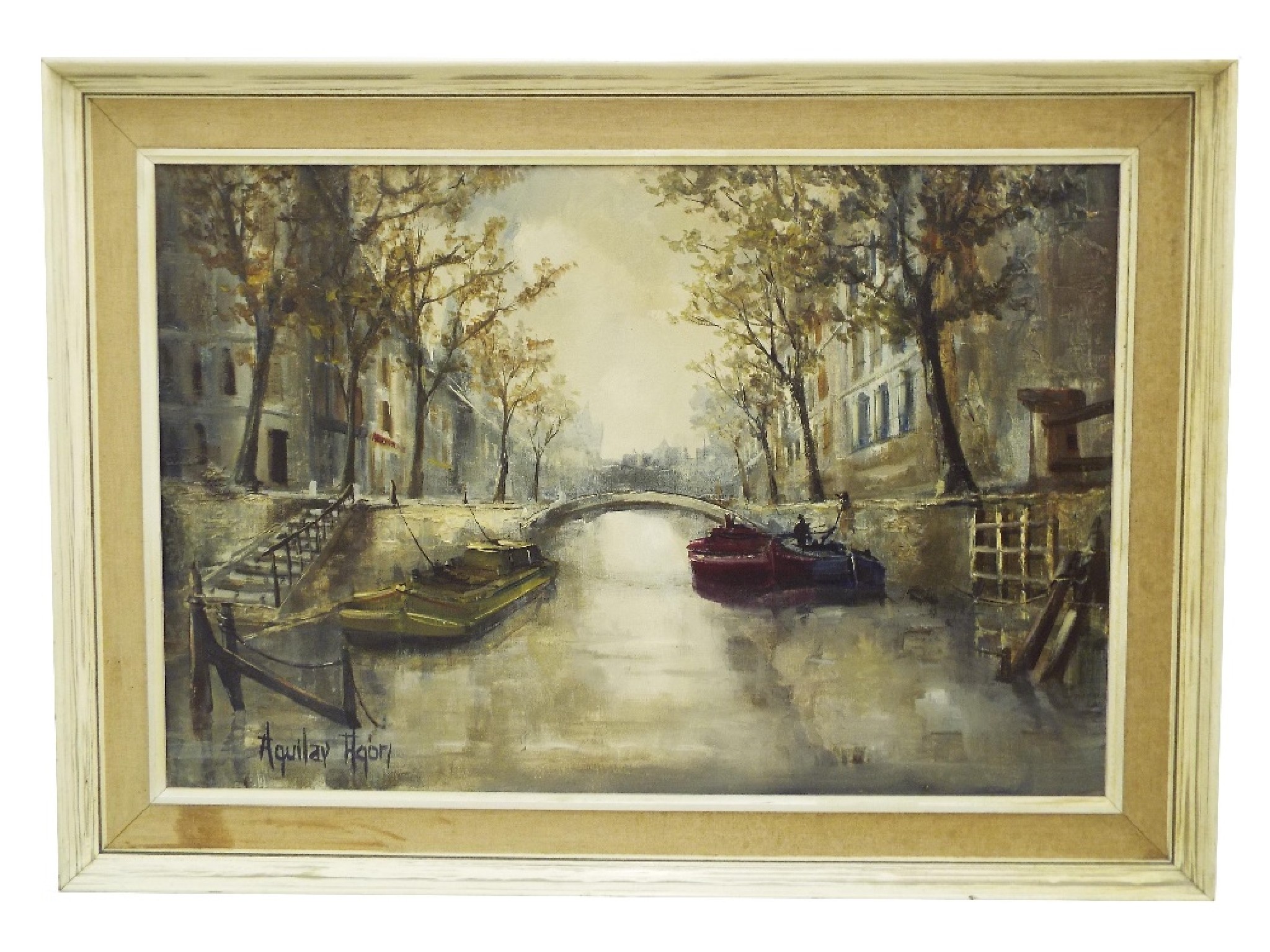 Appraisal: Aguilar Agori th st century contemporary - Continental canal scene