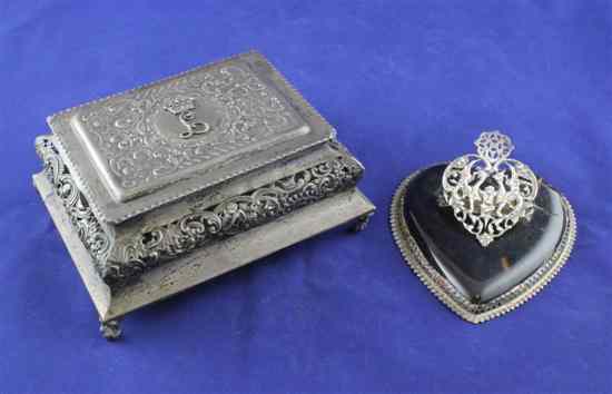 Appraisal: A late Victorian pierced silver rectangular bombe shaped ring box