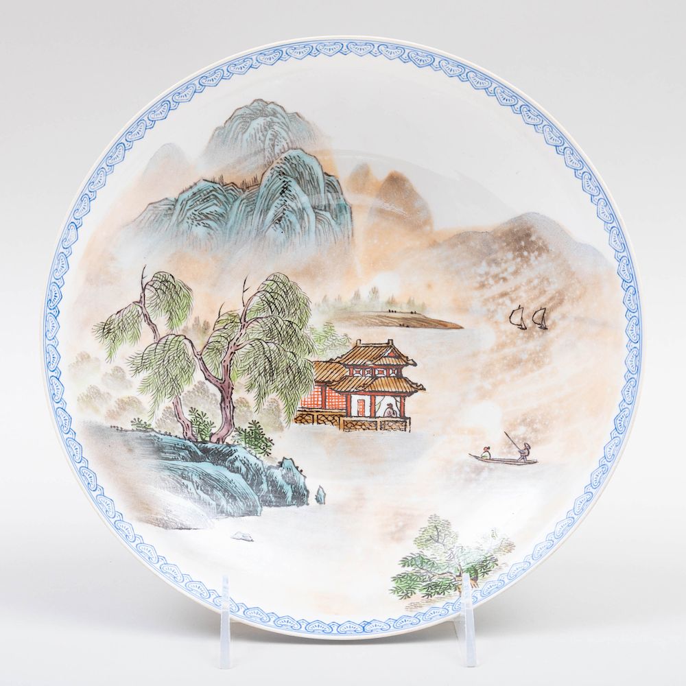 Appraisal: Chinese Famille Rose Eggshell Porcelain Shallow Bowl with a River