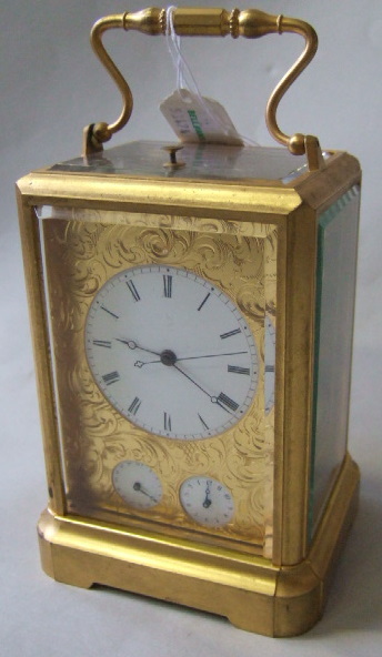 Appraisal: A French brass cased carriage clock th century the white