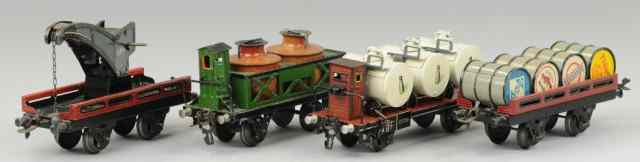 Appraisal: FREIGHT TRAIN GROUPING Includes Marklin milk transporter Marklin hand painted