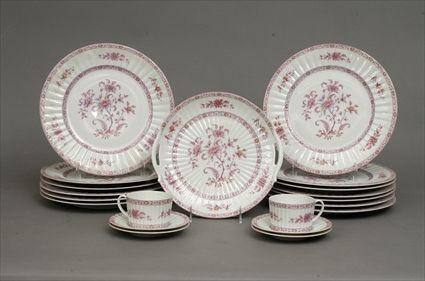 Appraisal: Limoges Polychrome Porcelain ' Fougere Indienne' Pattern Part Dinner Service