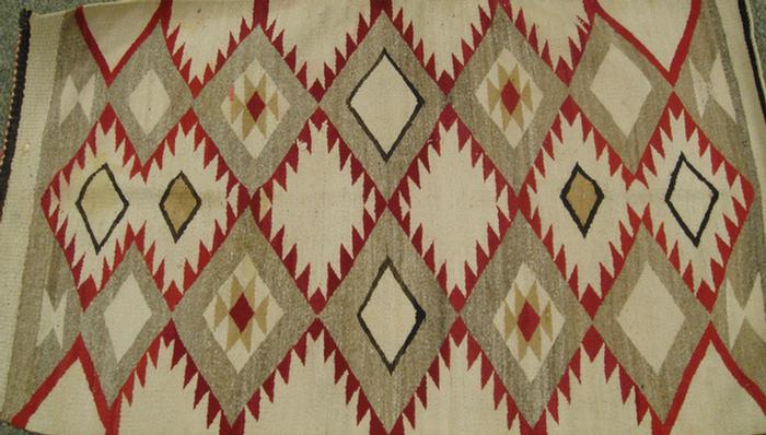 Appraisal: x Native American rug tan brown red black geometric good