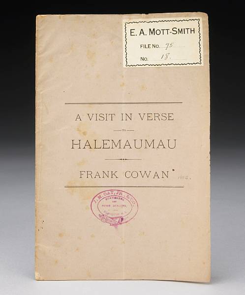 Appraisal: COWAN FRANK A Visit in Verse to Halemaumau Honolulu P