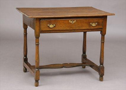 Appraisal: CONTINENTAL OAK SIDE TABLE The rectangular molded top above a