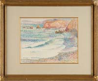 Appraisal: WILLIAM ALEXANDER GAW American - CALIFORNIA COASTLINE Watercolor pointillist scene