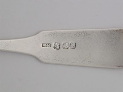 Appraisal: WILLIAM MILL An oar dessert spoon script initial H c