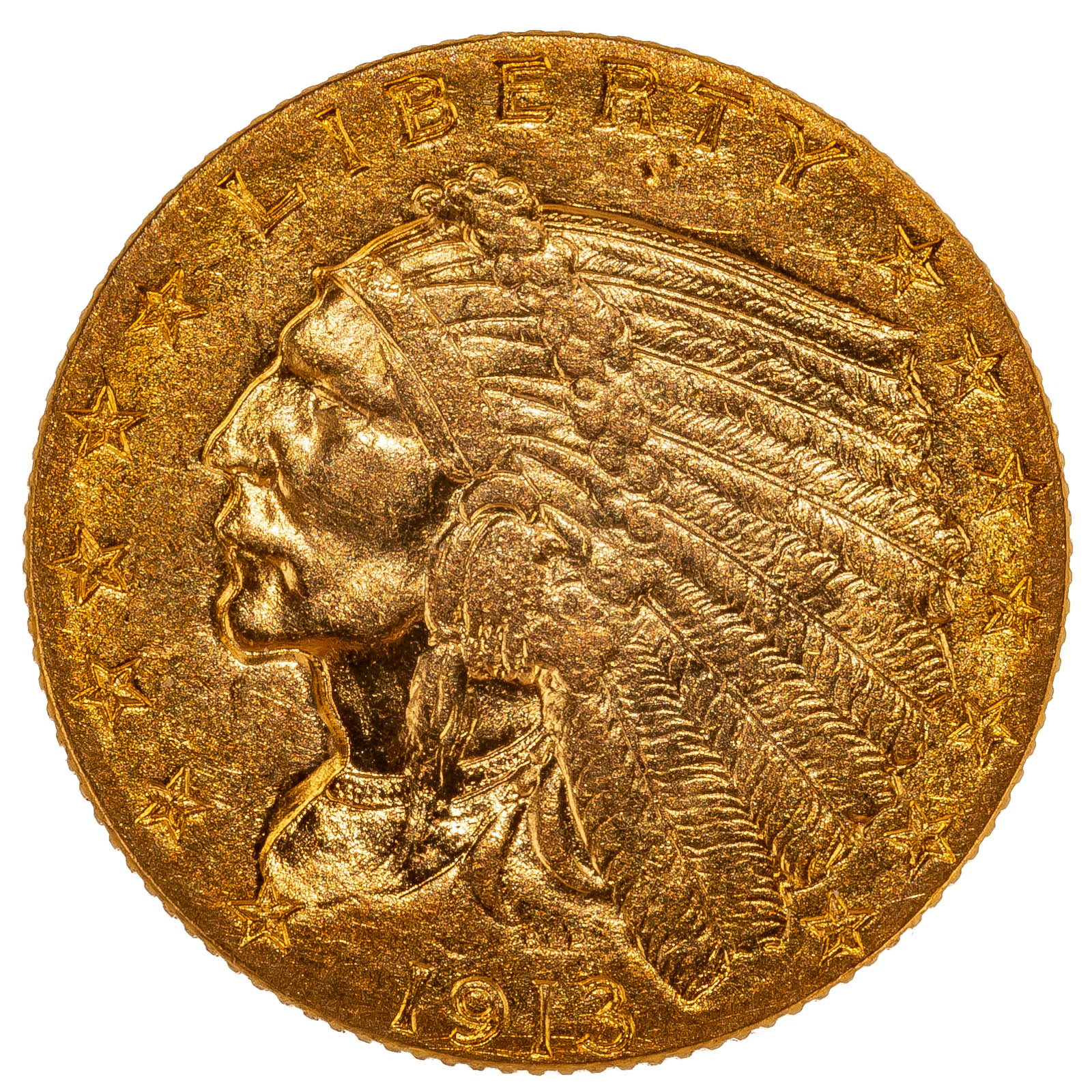 Appraisal: INDIAN GOLD QUARTER EAGLE AU A couple rubs away from