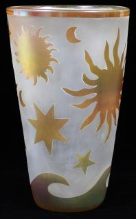 Appraisal: CORRIA CARVED GLASS VASE CORRIA CARVED GLASS VASE H STAR