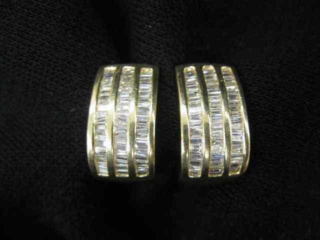 Appraisal: Diamond Earrings baguette diamonds totaling carats in k yellow gold