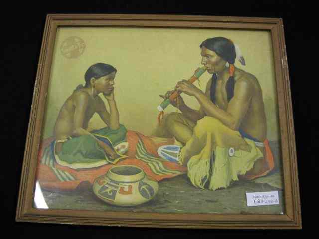 Appraisal: Sante Fe Railroad Indian Print circa to promote travel westward