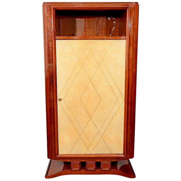 Appraisal: French Art Deco Exotic Wood Vellum Tall Cabinet French Art