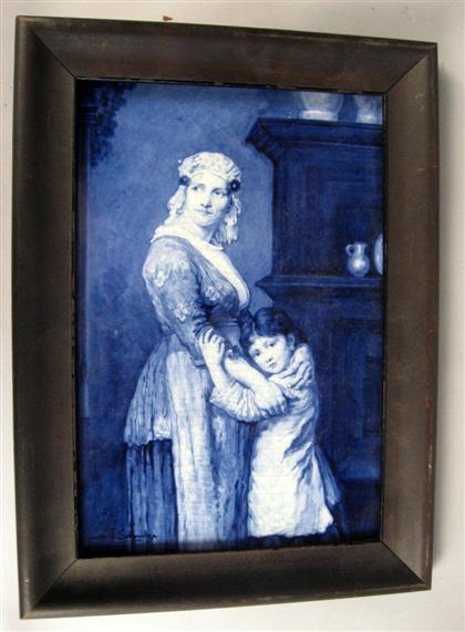 Appraisal: Delft porcelain plaque th early th century The rectangular plaque