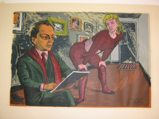 Appraisal: HARRY STERNBERG Portrait of Moses Soyer Color screenprint x mm