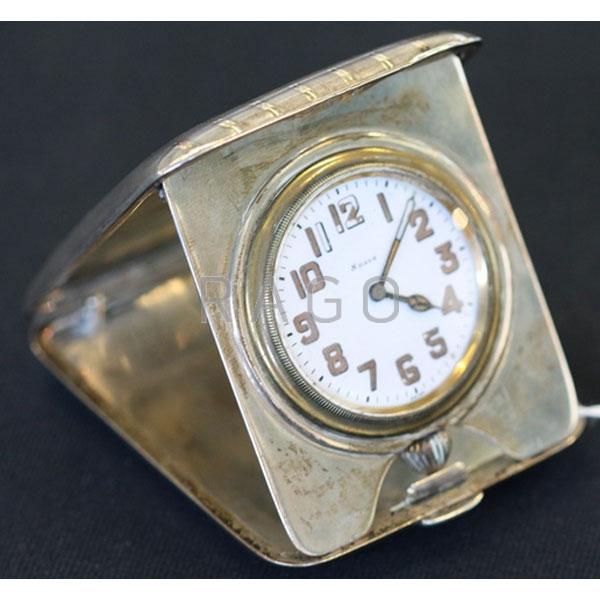 Appraisal: MARCUS CO STERLING AND K GOLD TRAVEL CLOCK Condition Report