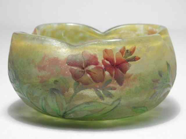 Appraisal: An early Daum Nancy floral cameo glass bowl Pinched free-form