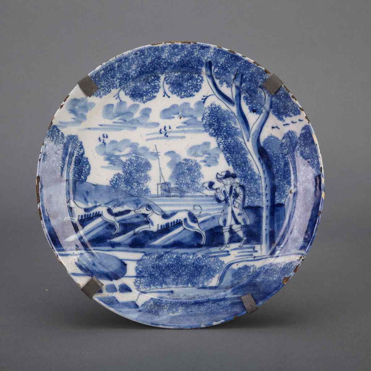 Appraisal: English Delft Plate th century diameter cm diameter minor glaze