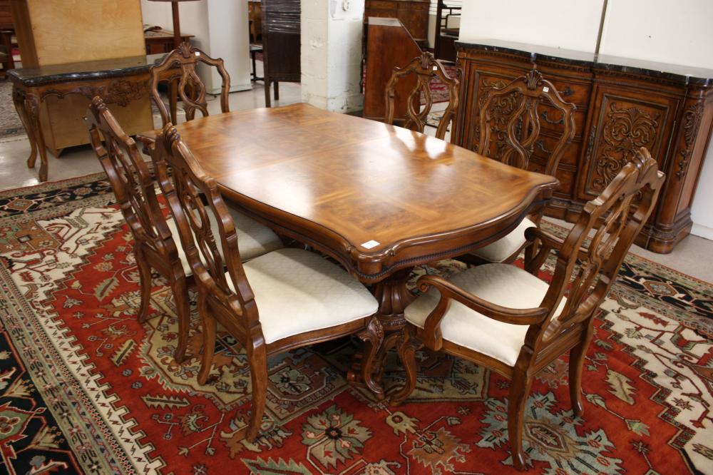 Appraisal: CONTINENTAL STYLE DINING TABLE AND SIX CHAIRS SET c the