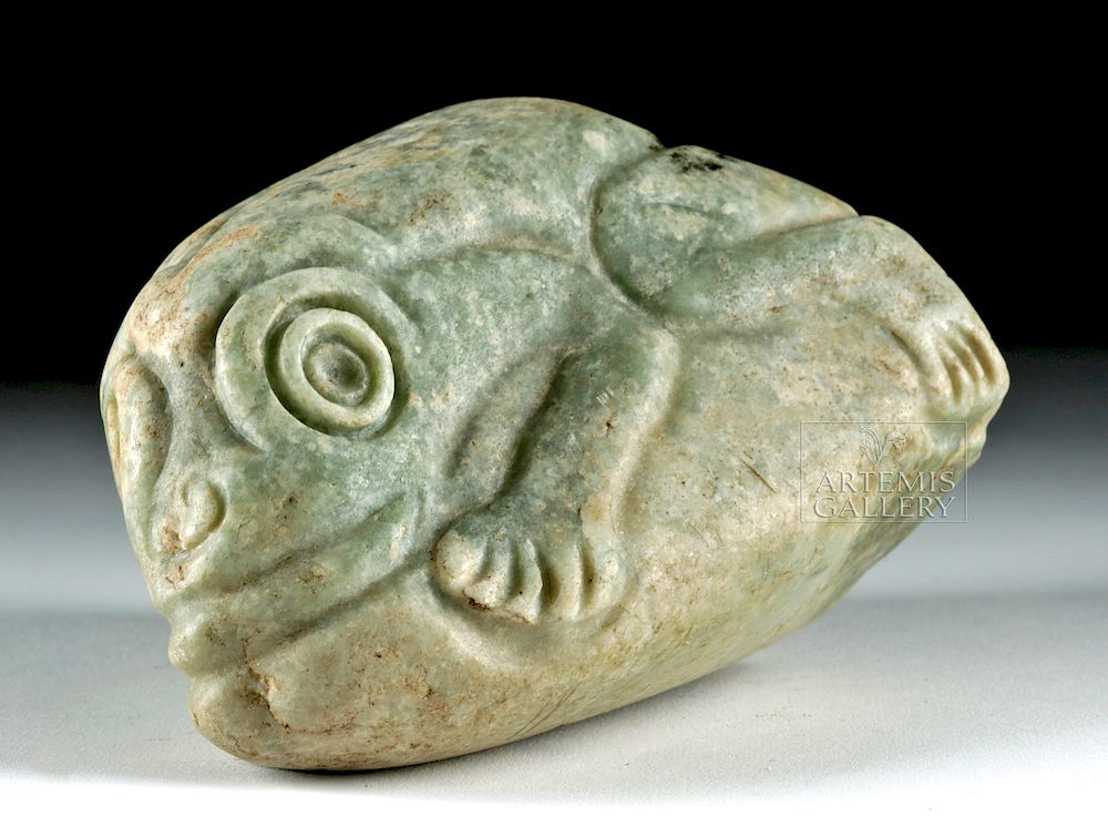 Appraisal: Large Olmecoid Jade Frog Carving Pre-Columbian Mexico Olmec ca to