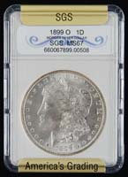 Appraisal: ONE GRADED CASED MORGAN SILVER DOLLAR Graded by SGS -O