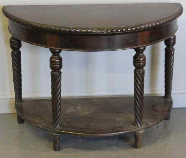 Appraisal: Mahogany Demilune Console With reeded legs trim and secret drawer