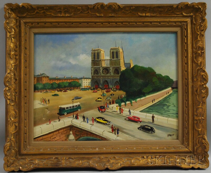 Appraisal: Roger Favin French - View of Notre Dame Paris Signed