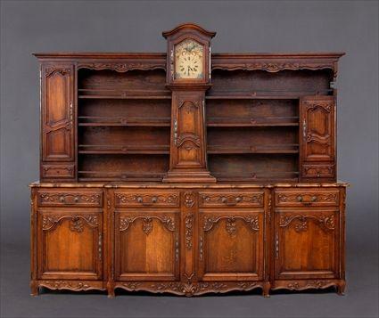 Appraisal: LOUIS XV PROVINCIAL-STYLE CARVED OAK BUFFET A DEUX CORPS The