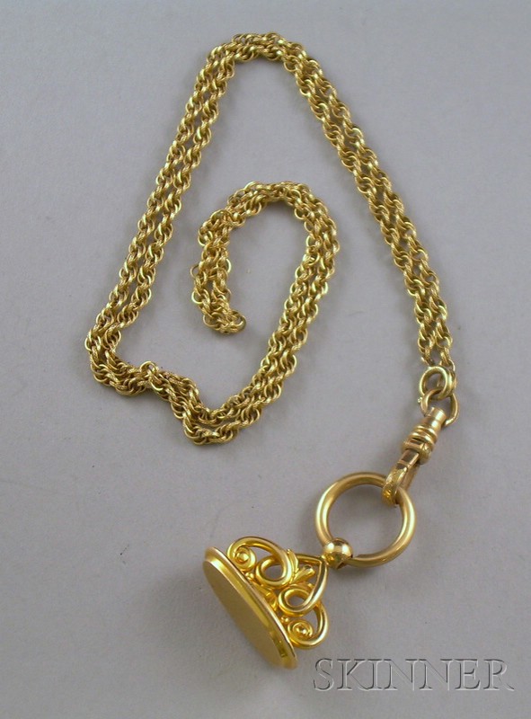 Appraisal: kt Gold Watch Fob and Chain