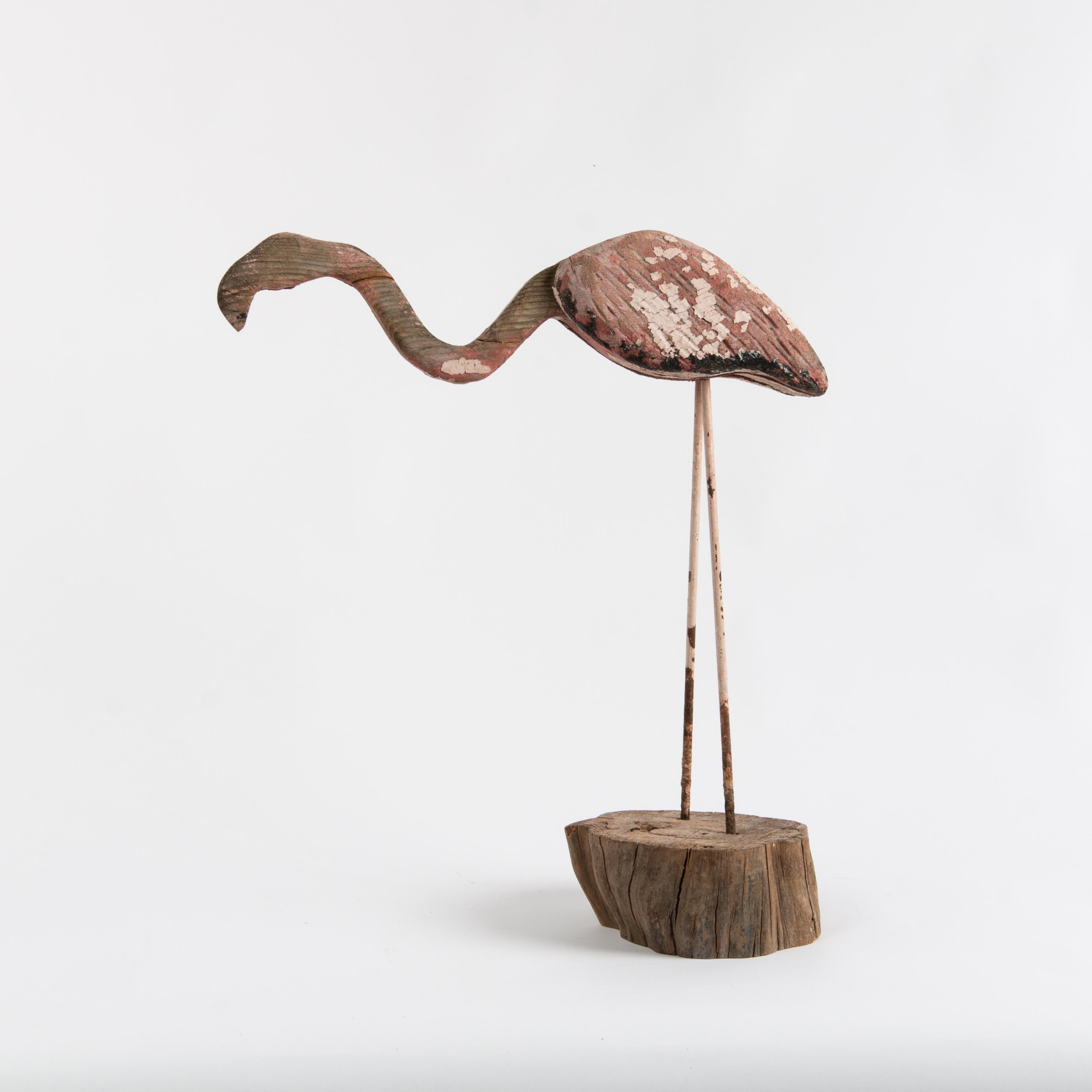 Appraisal: WOODEN FOLK ART FLAMINGO A th century decorative folk art