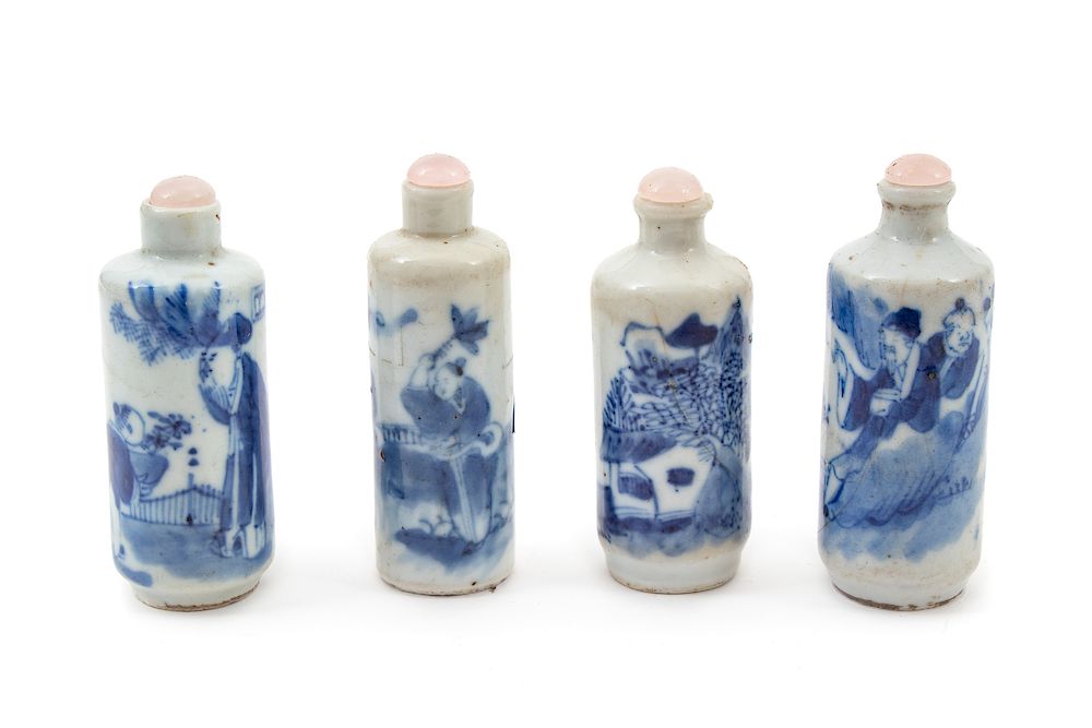 Appraisal: A Group of Chinese Blue and White Snuff Bottles Height