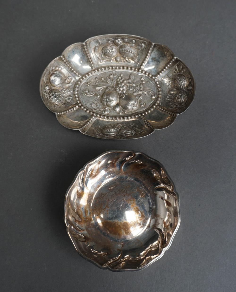 Appraisal: European -Silver Repousse Bowl and an -Silver Nut Dish Gross